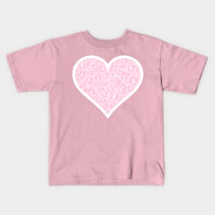 Pastel Pink and White Leopard Print Heart Kids T-Shirt